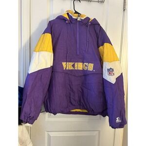 Rare 90's Minnesota Vikings Nylon Jacket‎ Anorak Embroidered